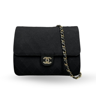 CHANEL Jersey Quilted Medium Black Single Flap TS3787
