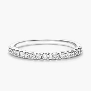 0.25 CTW shared prong contour diamond ring set in 14K white gold