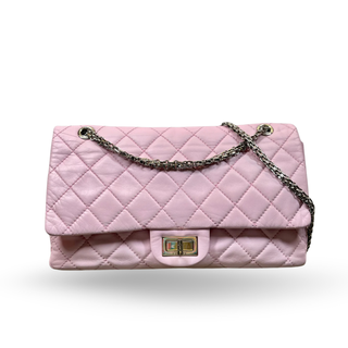 CHANEL Reissue Flap Bag 2.55 227 Pink Calfskin Quilted Shoulder Bag