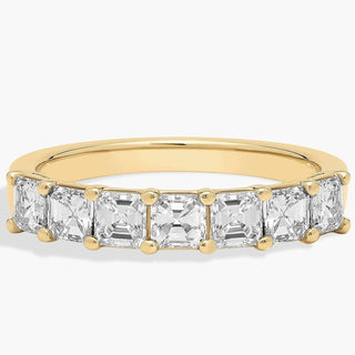 14k yellow gold seven-stone asscher lab-grown diamond ring (1 carat total weight)
