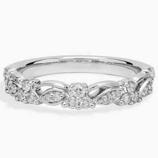 Romantic 14k White Gold Vintage Lace Diamond Ring with 1/3 carat total weight
