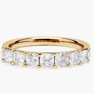 14k yellow gold seven-stone cushion-shaped lab-grown diamond ring (1 carat total weight)