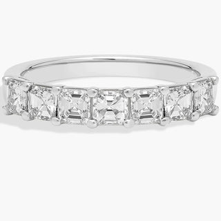 14k white gold seven-stone asscher lab-grown diamond ring (1 carat total weight)