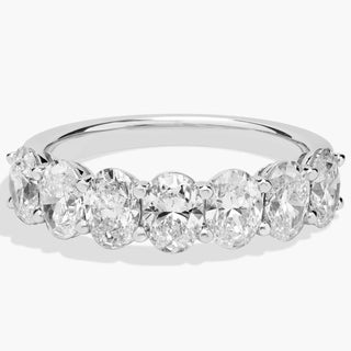 14k white gold seven-stone oval lab-grown diamond ring (2 carat total weight)