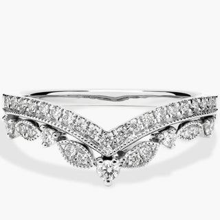Majestic 14k White Gold Curved Diamond Ring with 1/4 carat total weight
