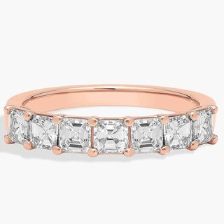 14k rose gold seven-stone asscher lab-grown diamond ring (1 carat total weight)