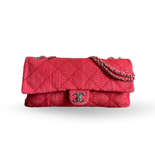 CHANEL Red Matte Python Ultimate Stitch Jumbo Flap Bag ADI1067