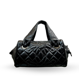 CHANEL CC Timeless Bowler Black Caviar Quilted Satchel Bag