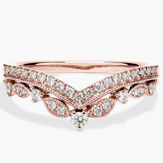 Grand Curved 14k Rose Gold Diamond Ring with 1/4 carat total weight