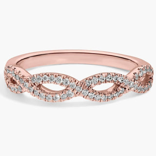 Infinity Twist Micropavé Diamond Wedding Ring In 14k Rose Gold (1/5 Ct. Tw.)