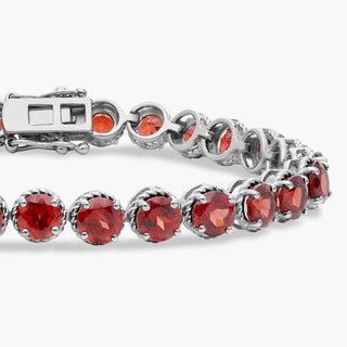 Sterling silver garnet round rope bracelet (5 mm)