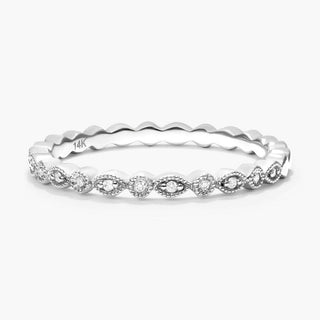 Vintage Marquise and Round Bezel Diamond Ring in 14K White Gold