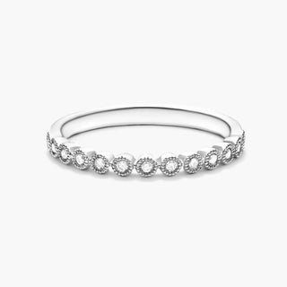 Vintage Diamond Round Bezel 14K White Gold Ring