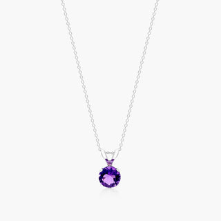Amethyst Birthstone Necklace in 14K White Gold