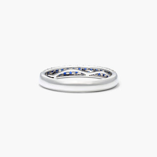 Double Row Pavé Sapphire Ring in 14K White Gold