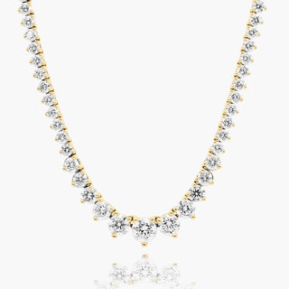 Tennis Necklace with Three Prongs Made of 14K Yellow Gold and Lab-Grown Diamonds (5.00 CTW - F-G / VS1-VS2)