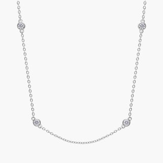 14k white gold diamond station and heart necklace (1/2 carat total weight)