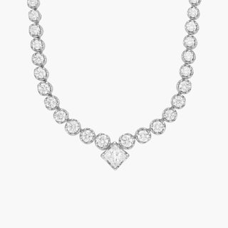 14k White Gold Diamond Eternity Necklace with Princess Center (5 Ct. Tw.)