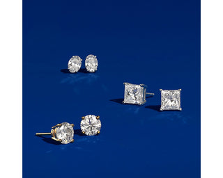 Oval Cut Diamond Stud Earrings In 14k White Gold (1 Ct. Tw.)