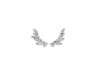 Marquise Climber Stud Earrings In 14k White Gold (1/2 Ct. Tw.)