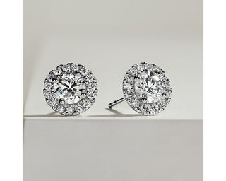 Diamond Halo Stud Earrings In 14k White Gold (1 Ct. Tw.)