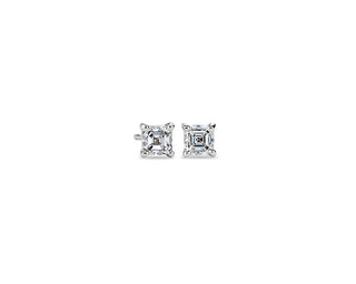 Lab Grown Diamond Asscher Cut Stud Earrings In 14k White Gold (1 Ct. Tw.)