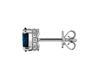 Oval Sapphire And Diamond Earrings In 14k White Gold (6x4mm)