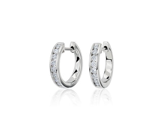 Lab Grown Diamond Channel Hoop Earrings In 14k White Gold (1/2 Ct. Tw.)