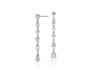 Diamond Linear Drop Earrings In 14k White Gold (1 Ct. Tw.)