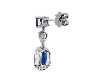 Extraordinary Collection: Sapphire And Diamond Drop Earrings In 18k White Gold