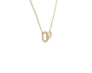 Mini Duet Circle Diamond Necklace In 14k Yellow Gold