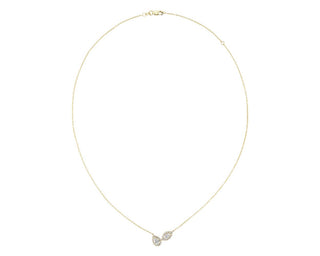 Two Stone Halo Pear And Marquise Diamond Necklace In 14k Yellow Gold (3/4 Ct. Tw.)