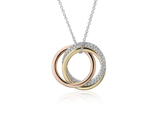 Infinity Trio Diamond Pendant In 14k Tri-Color Gold (1/3 Ct. Tw.)