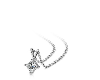 18k White Gold Princess Cut Lab-Grown Diamond Solitaire Pendant (1 Ct. Tw.)