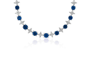 18k White Gold Graduated Eternity Necklace with Sapphire and Diamonds (2.4mm)