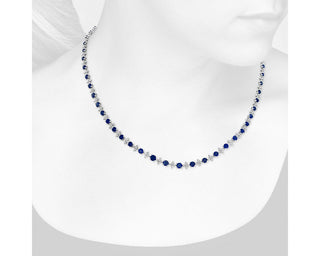 18k White Gold Graduated Eternity Necklace with Sapphire and Diamonds (2.4mm)