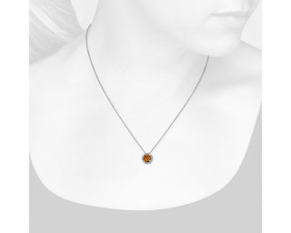 14k white gold pendant with a halo of citrine and diamonds (7mm)