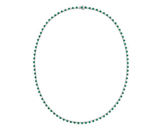 An eternity necklace in 14k white gold with alternating sizes of emerald and diamond (2.5mm)