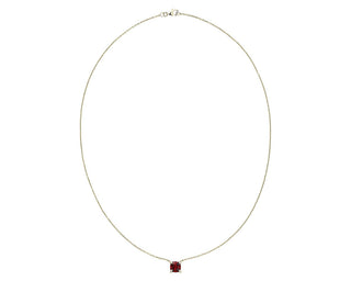 14k yellow gold cushion-cut garnet and diamond accent pendant (7mm)
