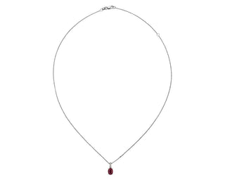 14k White Gold Oval Ruby and Diamond Pendant