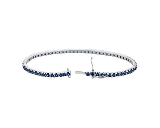 Blue Sapphire Tennis Bracelet In 14k White Gold (2mm)