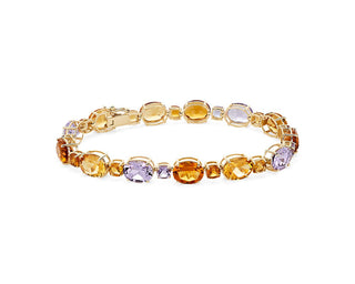 Citrine And Amethyst Bracelet In 14k Yellow Gold