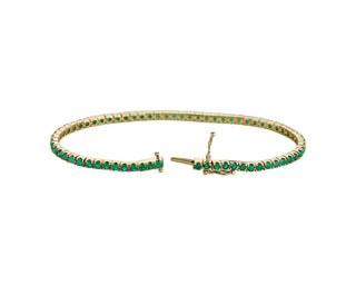 Emerald Tennis Bracelet In 14k Yellow Gold (2mm)