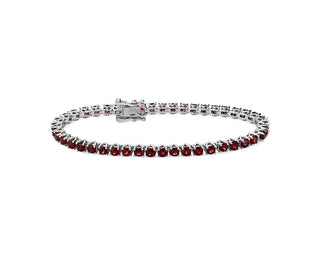 Garnet Tennis Bracelet In Sterling Silver (3mm)