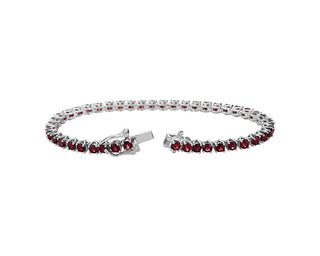 Garnet Tennis Bracelet In Sterling Silver (3mm)
