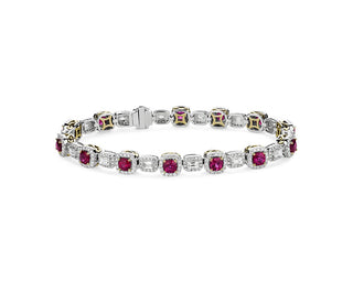 Extraordinary Collection: Alternating Ruby And Diamond Bracelet In 18k White Gold