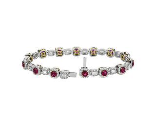 Extraordinary Collection: Alternating Ruby And Diamond Bracelet In 18k White Gold