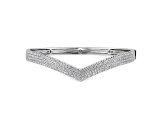 Diamond Chevron Bangle In 14k White Gold (2 1/2 Ct. Tw.)