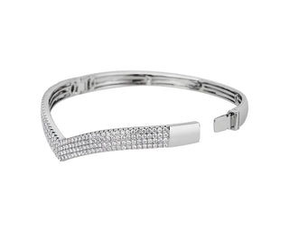 Diamond Chevron Bangle In 14k White Gold (2 1/2 Ct. Tw.)