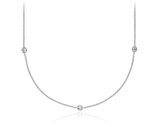 14K White Gold Bezel-Set Stationed Diamond Necklace (3/4 Ct. Tw.)